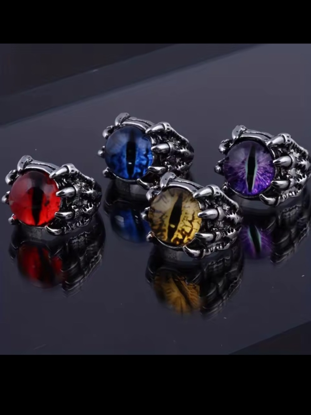 He Rocks Ring devil eye skeleton hold vintage metal multicolor